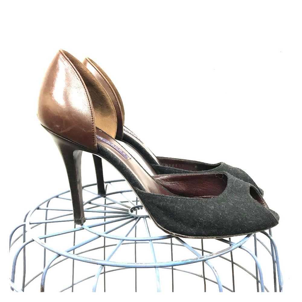 Ralph Lauren leather and wool stilettos